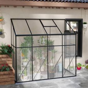 8.3 ft x 4.1 ft Outdoor Polycarbonate Lean-to Greenhouse with Black Metal Frame 8.3 ft x 4.1 ft Outdoor Polycarbonate Lean-to Greenhouse with Black Metal Frame