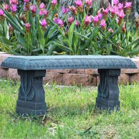 Black Fiber-Clay Resin Outdoor Garden Bench in Stone Finish Black Fiber-Clay Resin Outdoor Garden Bench in Stone Finish