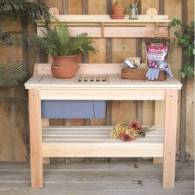 Wooden Potting Bench Garden Table - Made in USA Wooden Potting Bench Garden Table - Made in USA